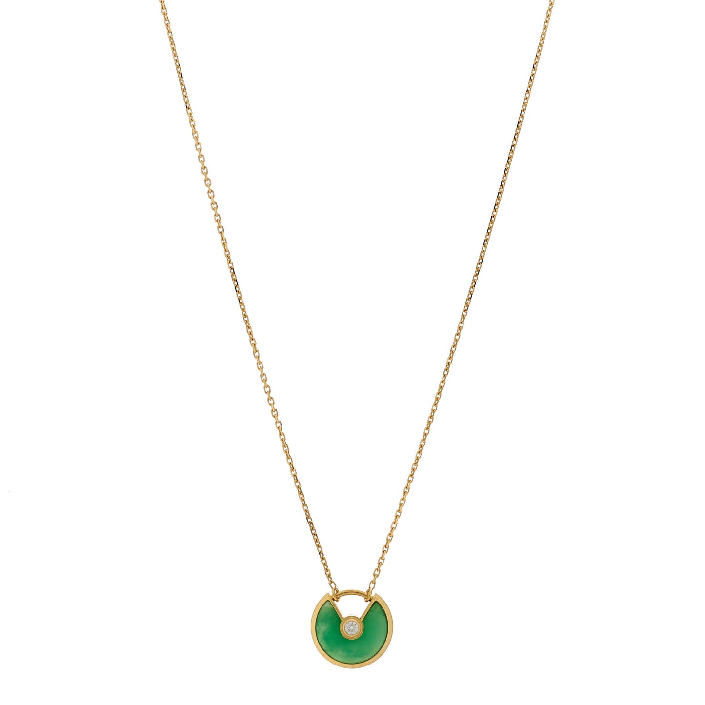 18K Yellow Gold Diamond Chrysoprase XS Amulette de Cartier Pendant Necklace