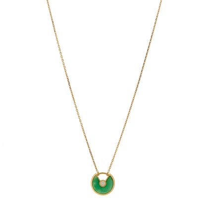 Cartier 18K Yellow Gold Diamond Chrysoprase XS Amulette de Cartier Pendant Necklace 1 of 5