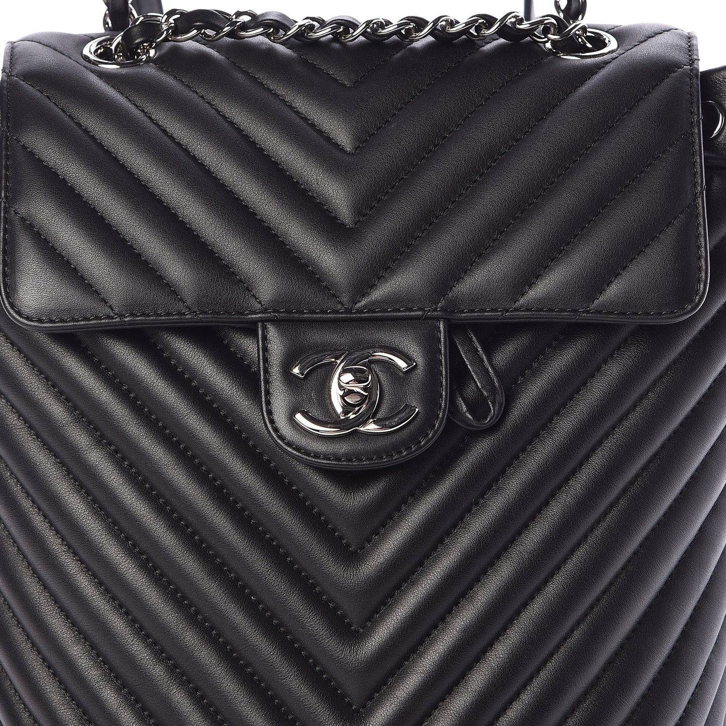 Lambskin Chevron Quilted Small Urban Spirit Backpack Black