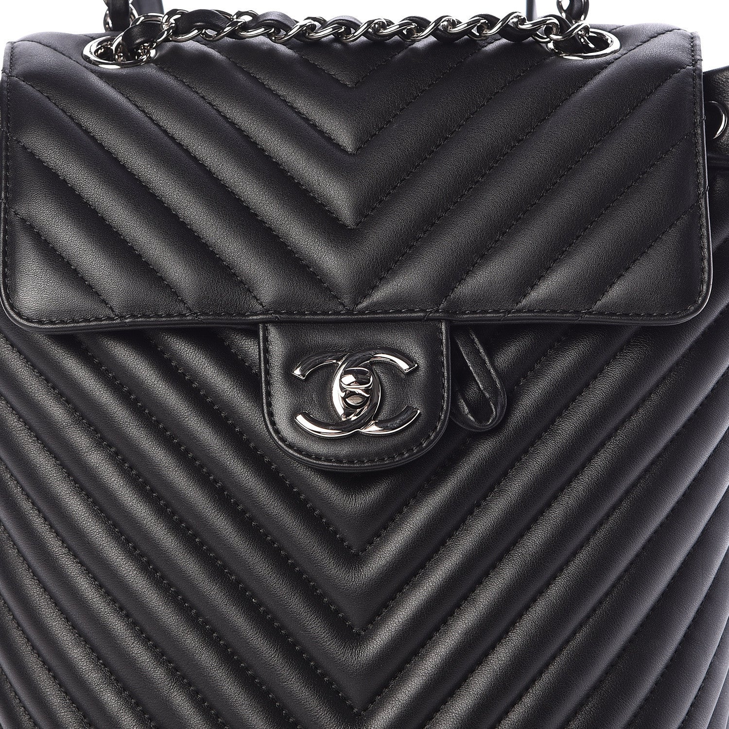 Chanel Lambskin Chevron Quilted Small Urban Spirit Backpack Black 8 of 10