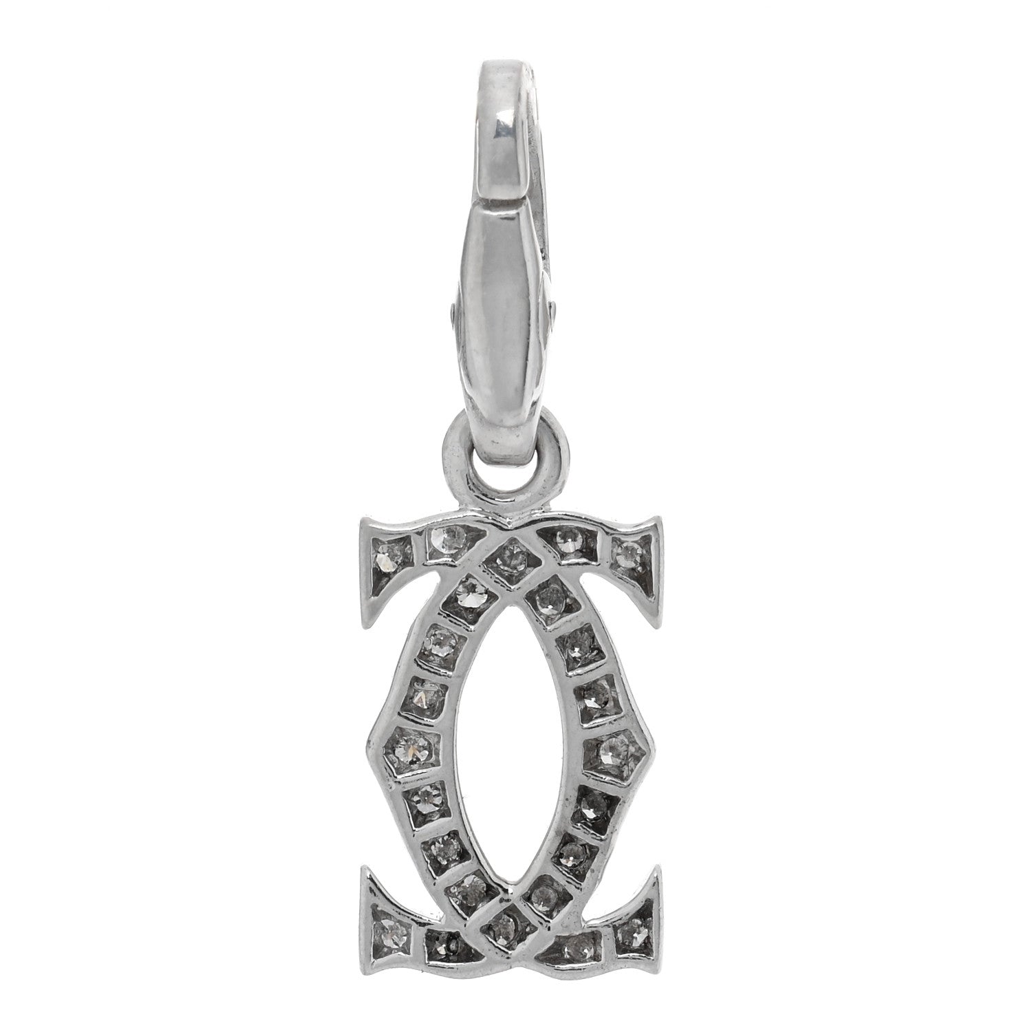 Cartier 18K White Gold Diamond Logo Charm 3 of 4