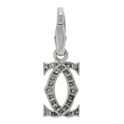 Cartier 18K White Gold Diamond Logo Charm 3 of 4