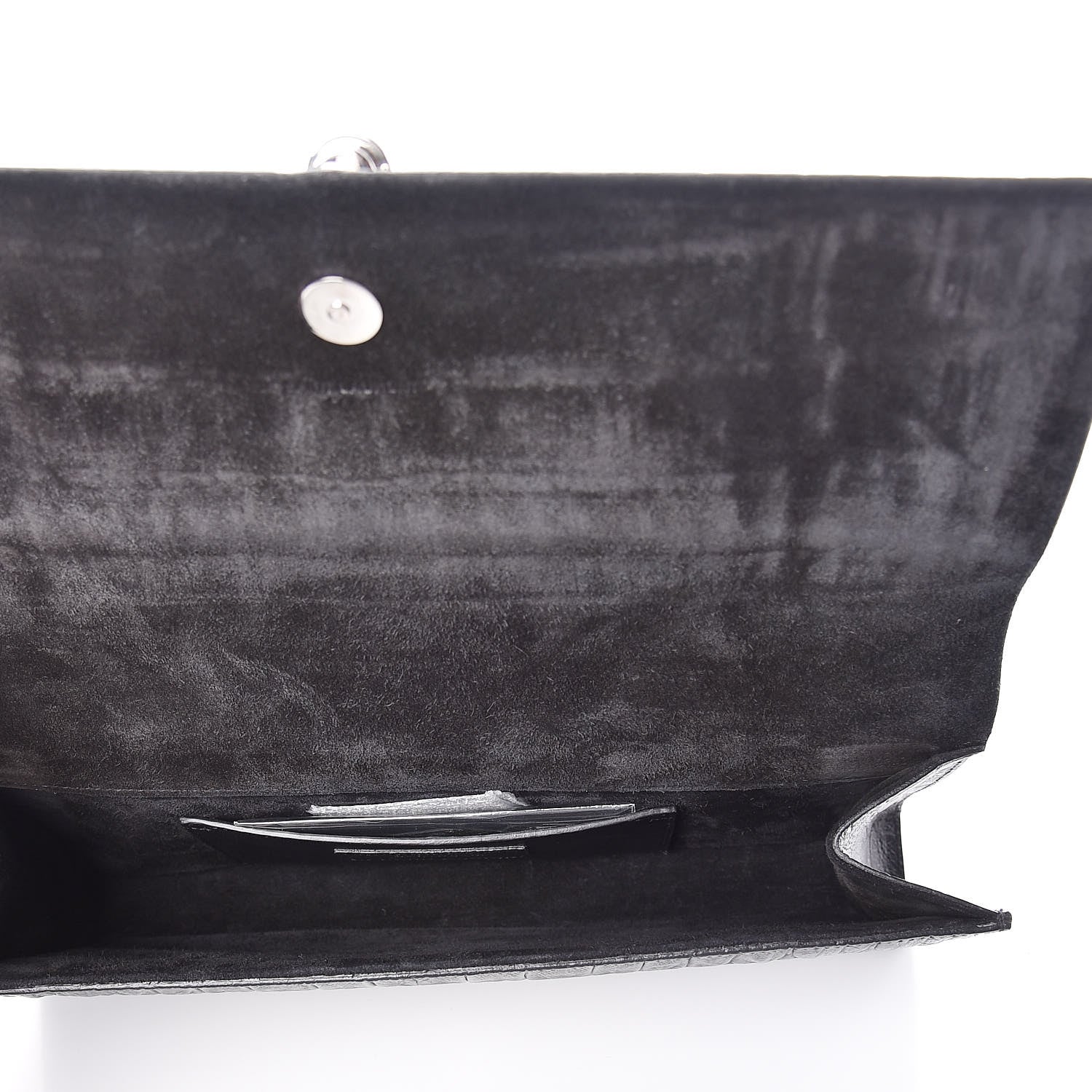 Saint Laurent Calfskin Crocodile Embossed Classic Monogram Tassel Clutch Black 5 of 6