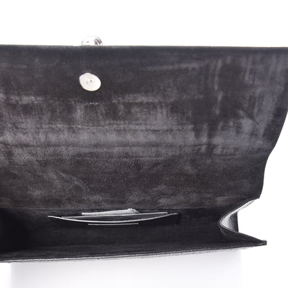 Saint Laurent Calfskin Crocodile Embossed Classic Monogram Tassel Clutch Black 5 of 6