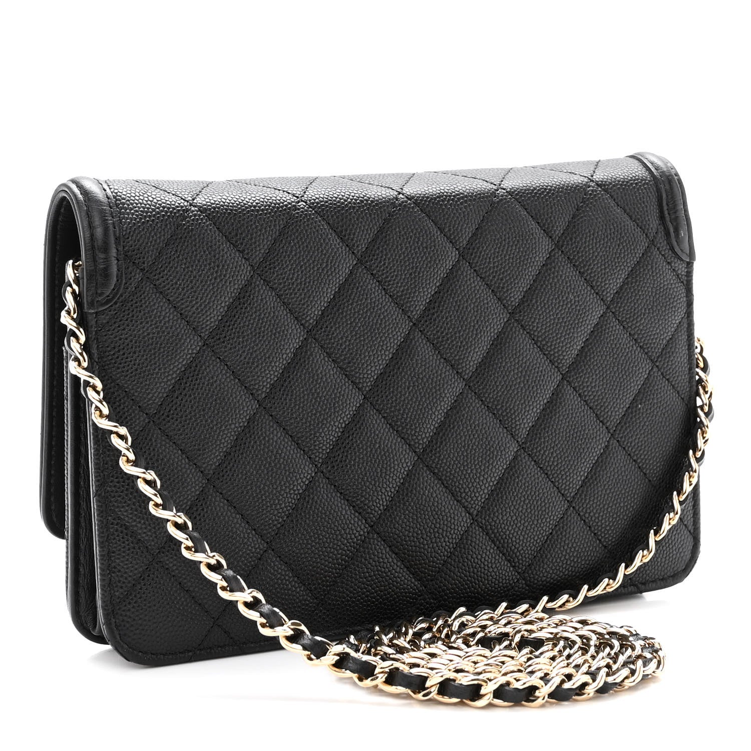 Chanel Caviar Quilted CC Filigree Wallet On Chain WOC Black 3 of 11
