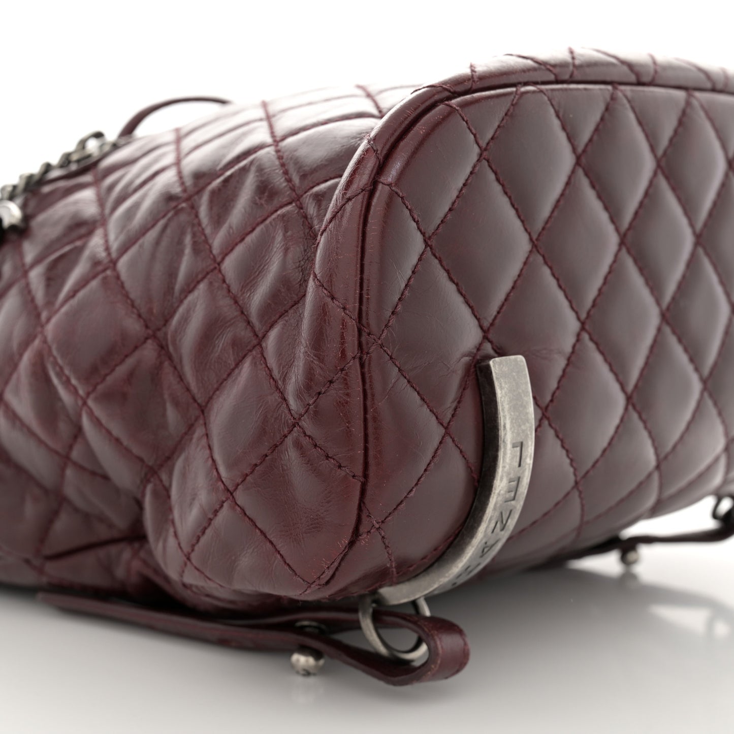 Glazed Calfskin Quilted Large Salzburg Backpack Burgundy