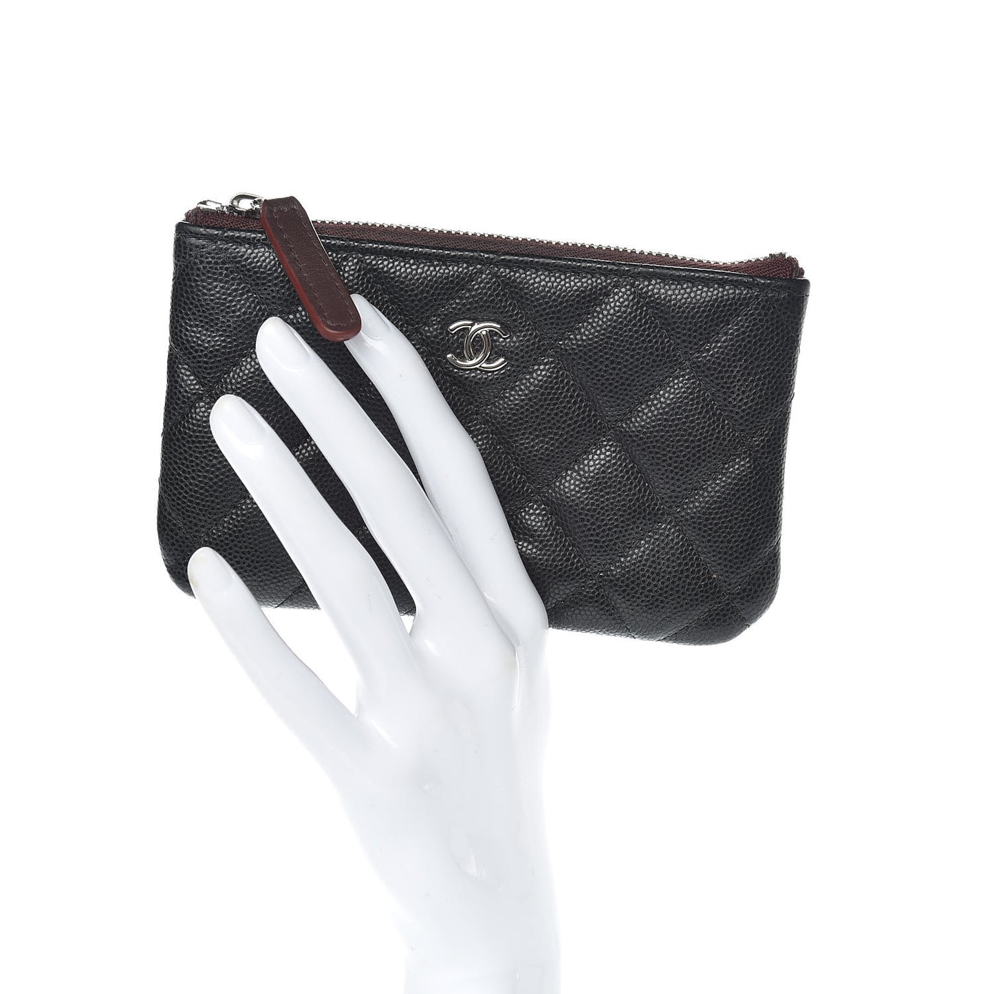 Caviar Quilted Small Cosmetic Case Black