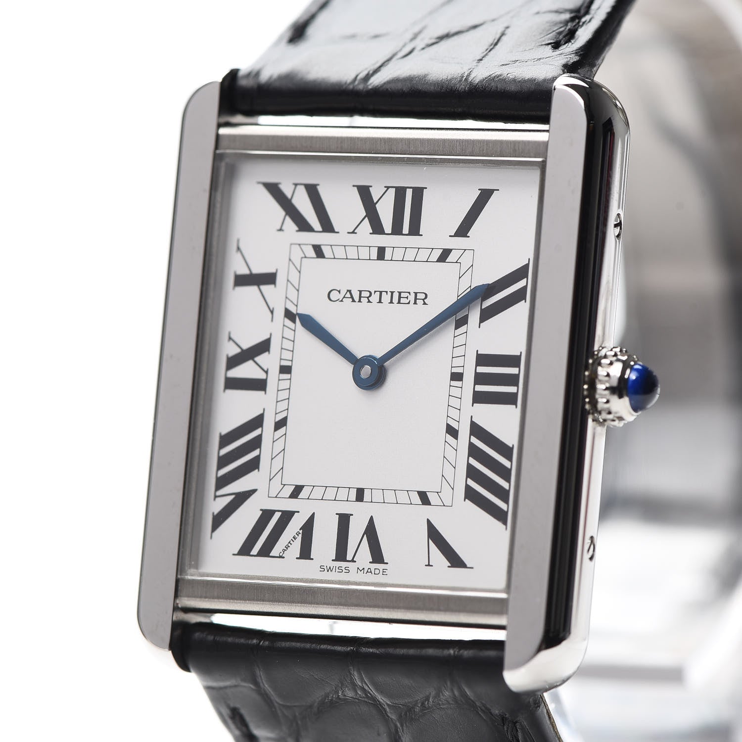 Cartier Stainless Steel Alligator 27mm Tank Solo Quartz Watch 8 of 9