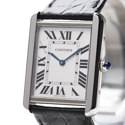 Cartier Stainless Steel Alligator 27mm Tank Solo Quartz Watch 8 of 9