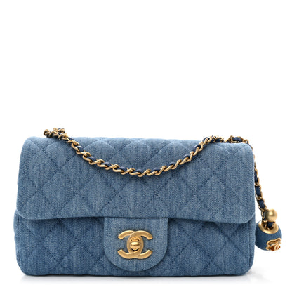 Chanel Denim Quilted Mini Pearl Crush Rectangular Flap Blue 1 of 12