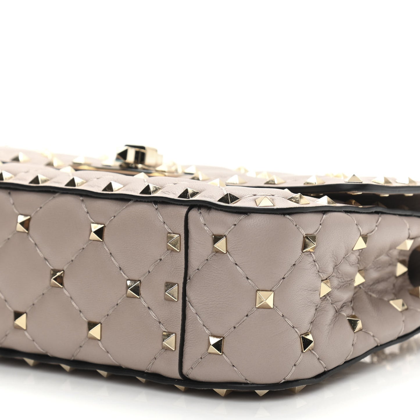 Nappa Small Rockstud Spike Shoulder Bag Poudre