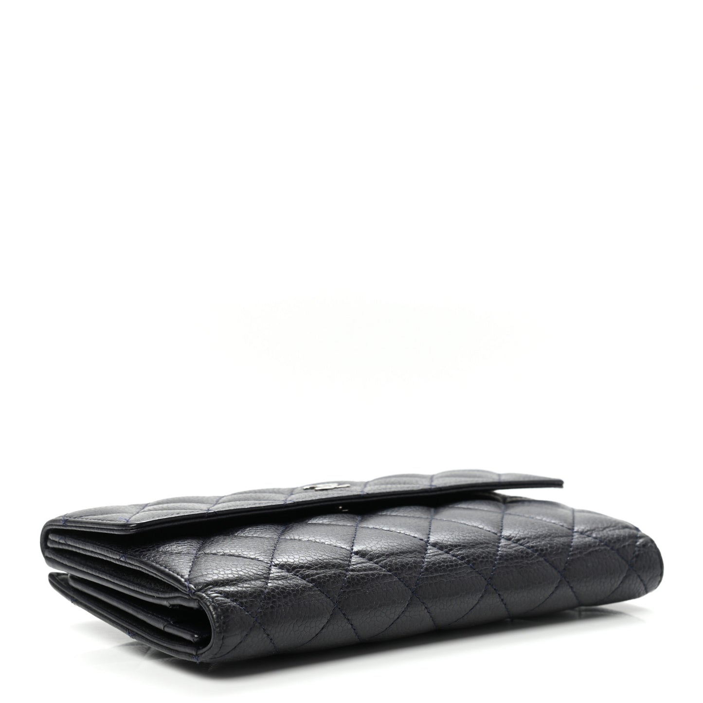 Caviar Quilted Large Flap Wallet Black