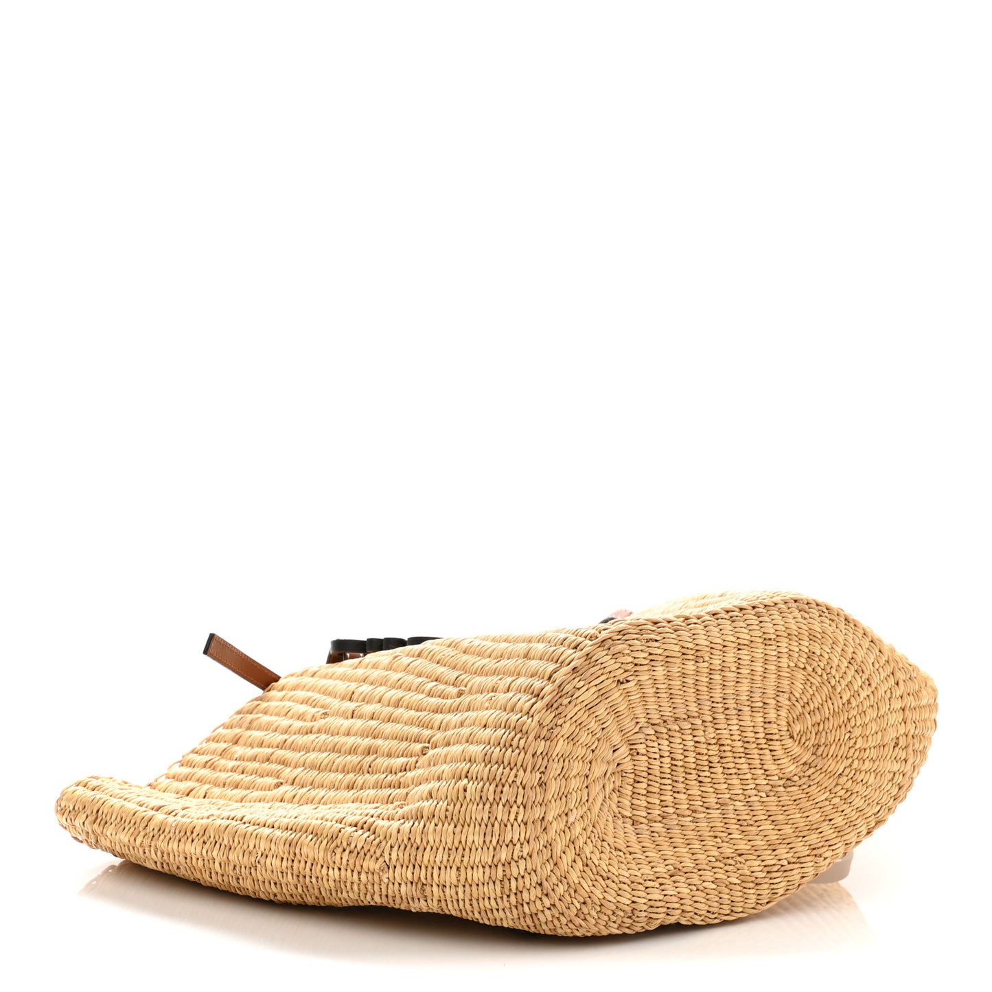 Calfskin Raffia Paulas Ibiza Small Basket Tote Bag Natural Pecan