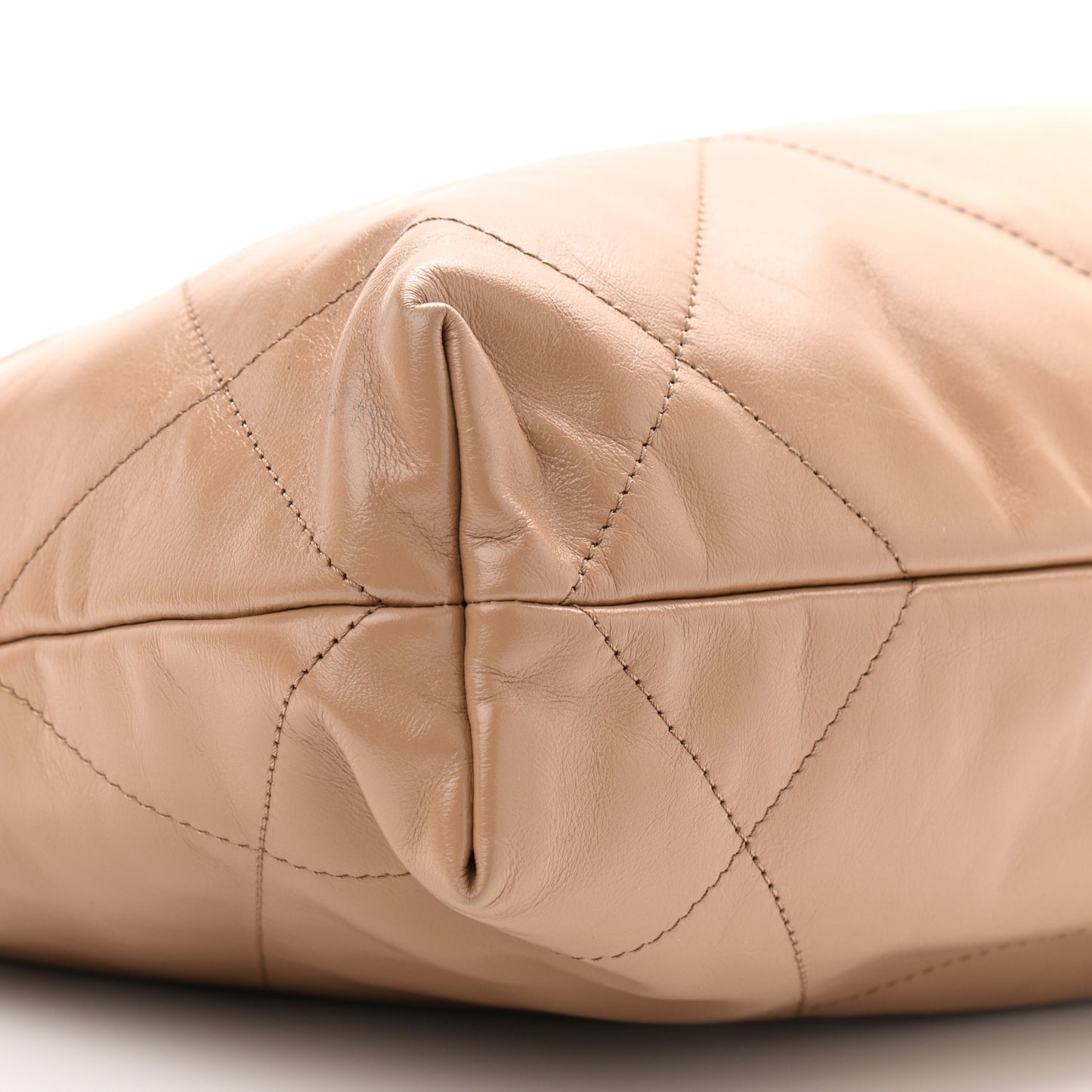 Shiny Calfskin Quilted Small Chanel 22 Beige