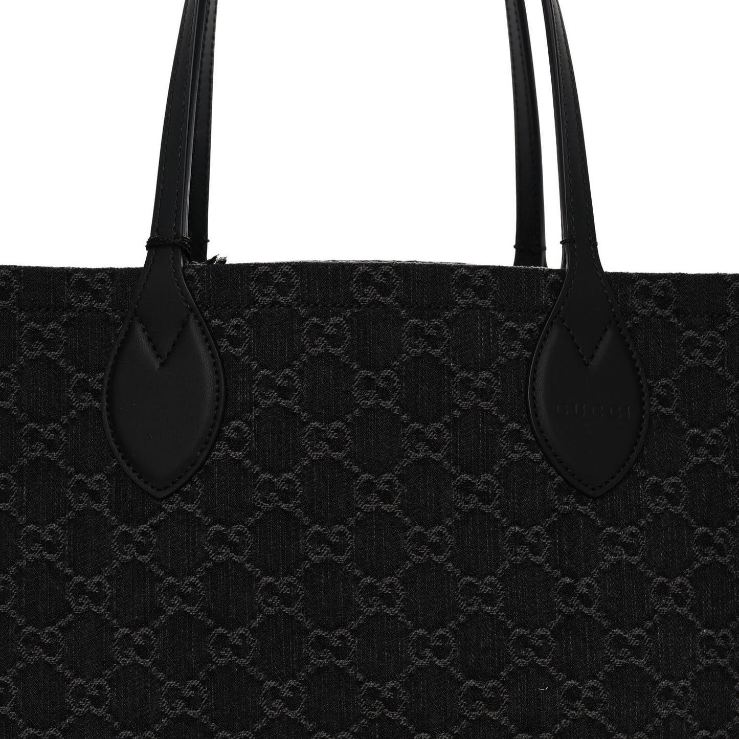 Denim Ophidia GG Monogram Large Tote Black Grey