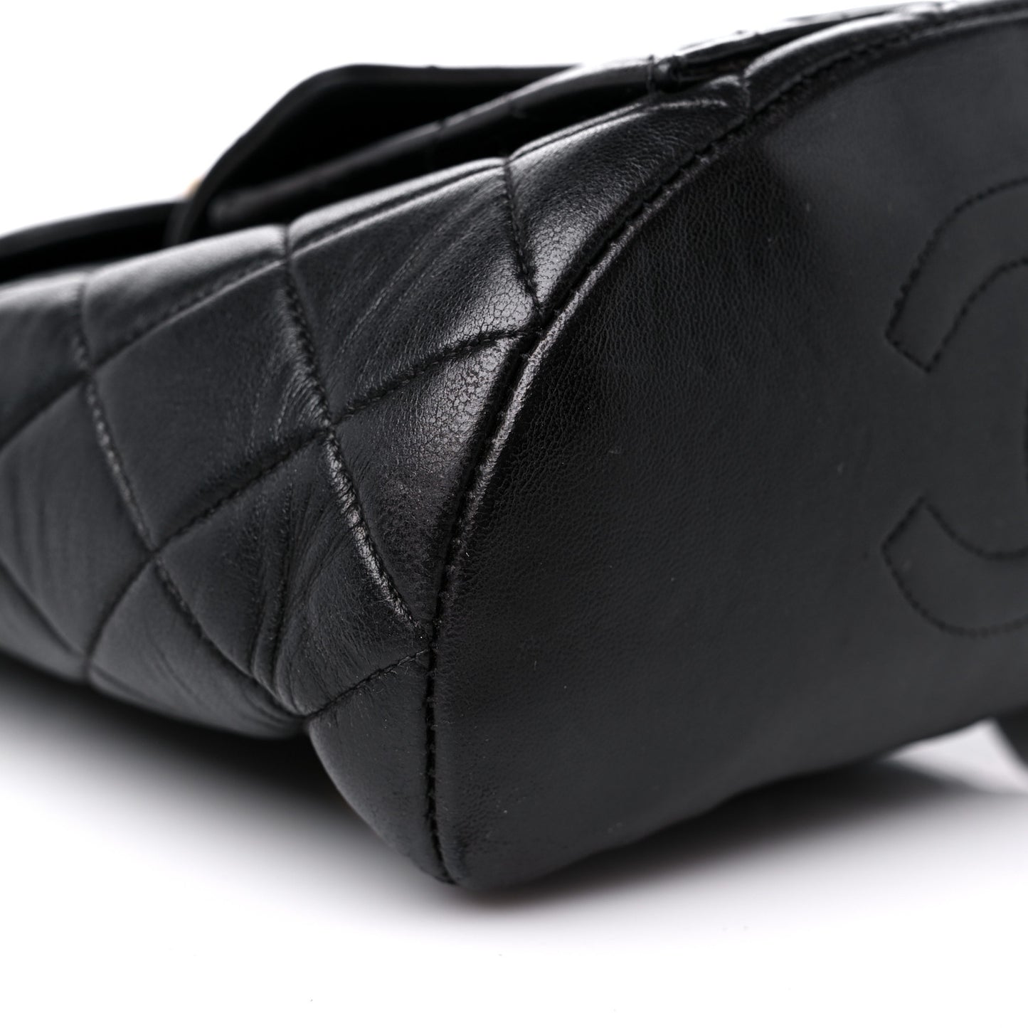 Lambskin Quilted Drawstring Backpack Black