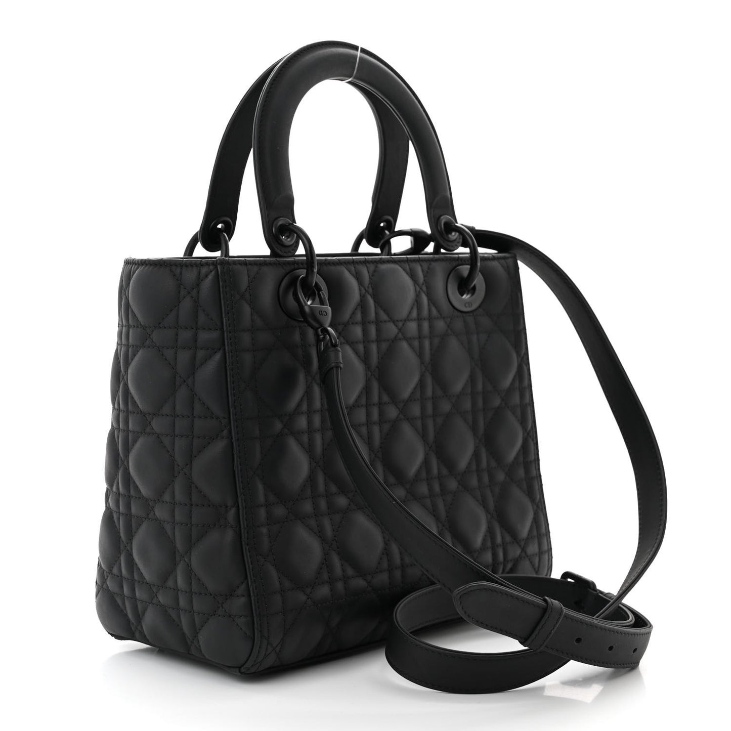Ultra Matte Calfskin Cannage Medium Lady Dior Black