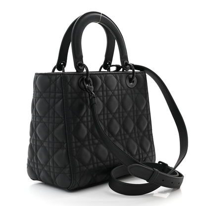 Christian Dior Ultra Matte Calfskin Cannage Medium Lady Dior Black 3 of 10