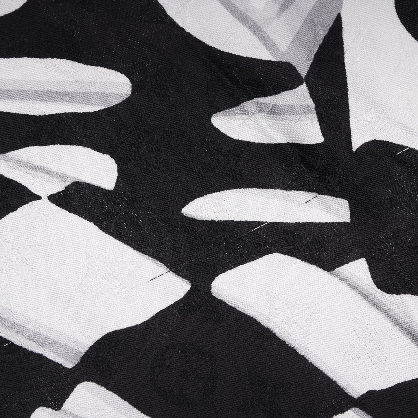 Silk Wool Graphic Flower Scarf Black