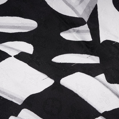 Louis Vuitton Silk Wool Graphic Flower Scarf Black 6 of 12