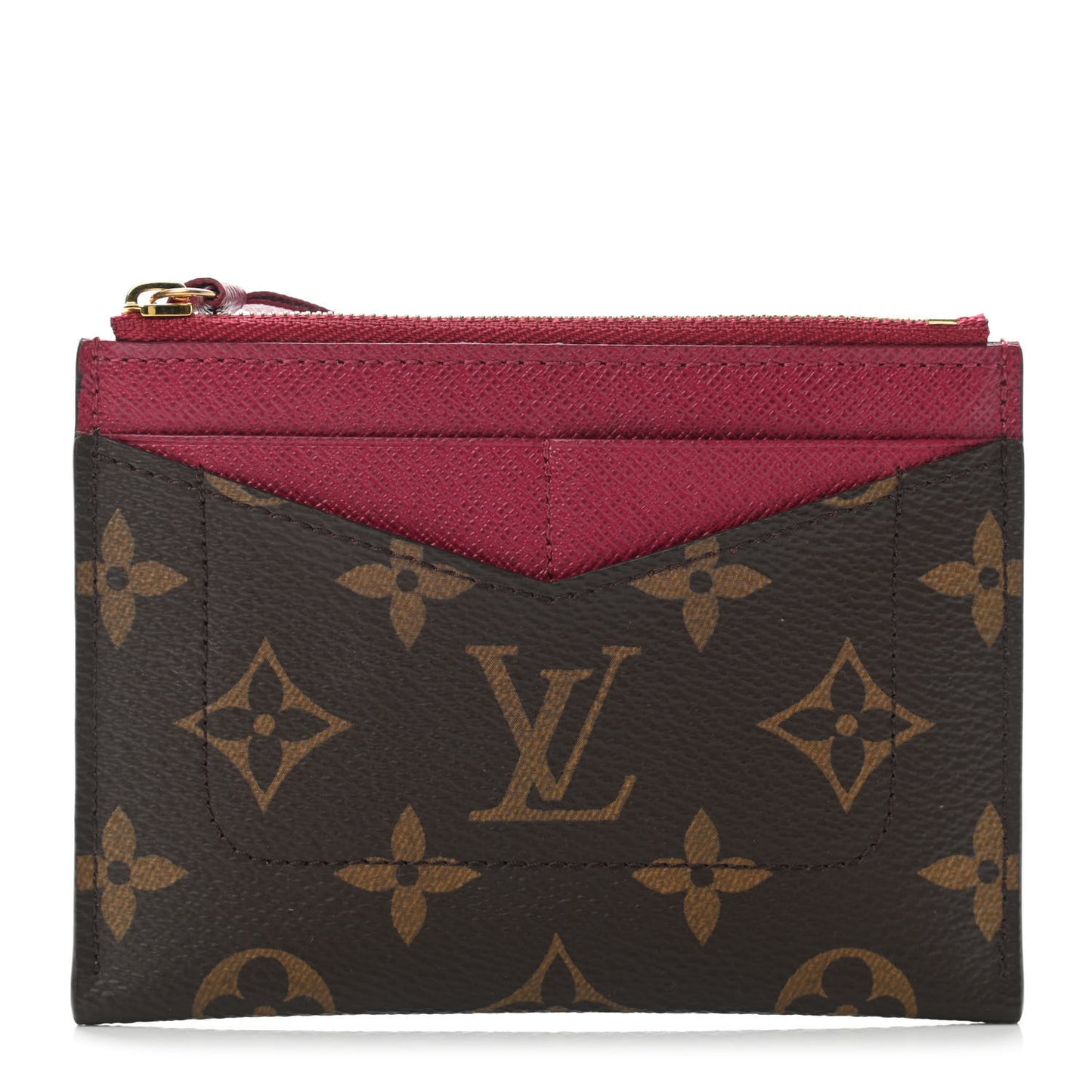 Monogram Zipped Card Holder Fuchsia