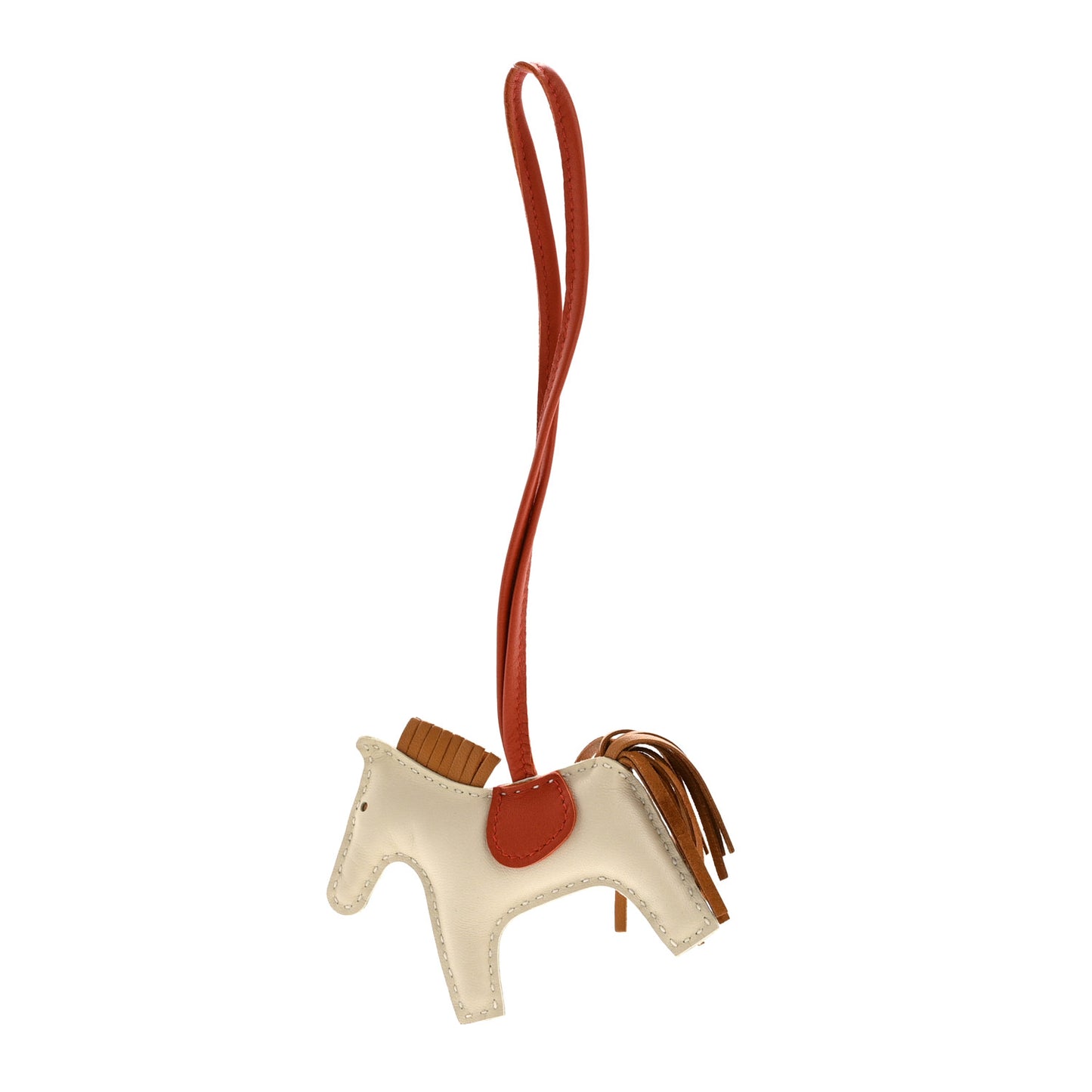 Milo Lambskin Grigri Rodeo Horse Bag Charm PM Craie Sesame Cornaline