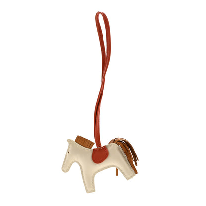 Hermes Milo Lambskin Grigri Rodeo Horse Bag Charm PM Craie Sesame Cornaline 1 of 4