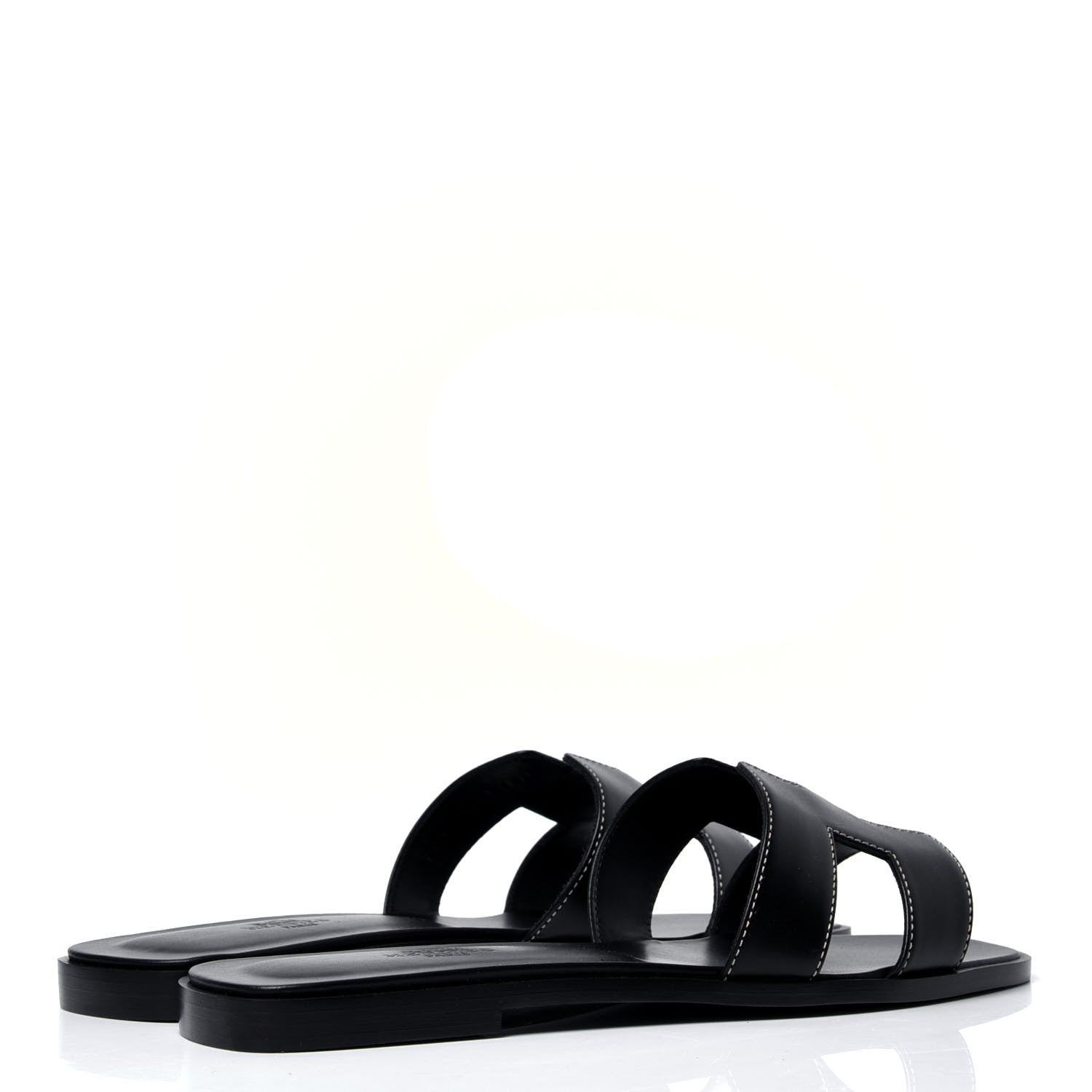Hermes Box Calfskin Oran Sandals 38.5 Black 3 of 6