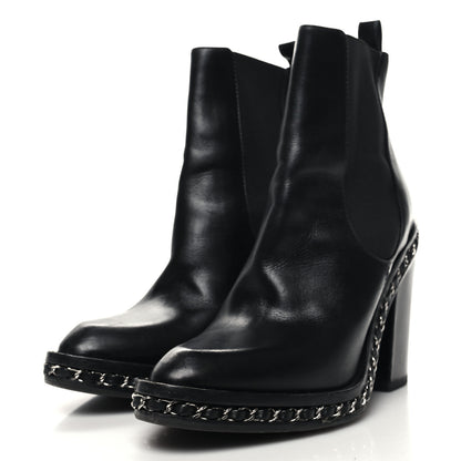 Chanel Calfskin Chain Around Elastic Boots 38 Black 3 of 9