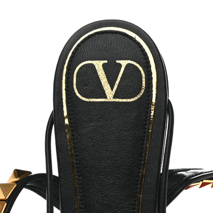 Valentino Garavani Calfskin Rockstud No Limit Gladiator Flat Sandals 39.5 Black 7 of 9