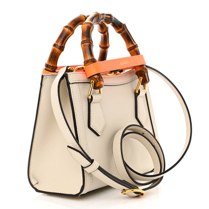 Gucci Wonka Grain Calfskin Mini Diana Tote Bag Mystic White Orange Fluo 3 of 10