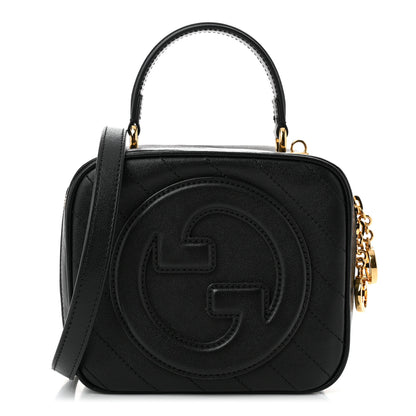 Gucci Sakai Be Green Calfskin Diagonal Stitched Blondie Top Handle Bag Black 1 of 11