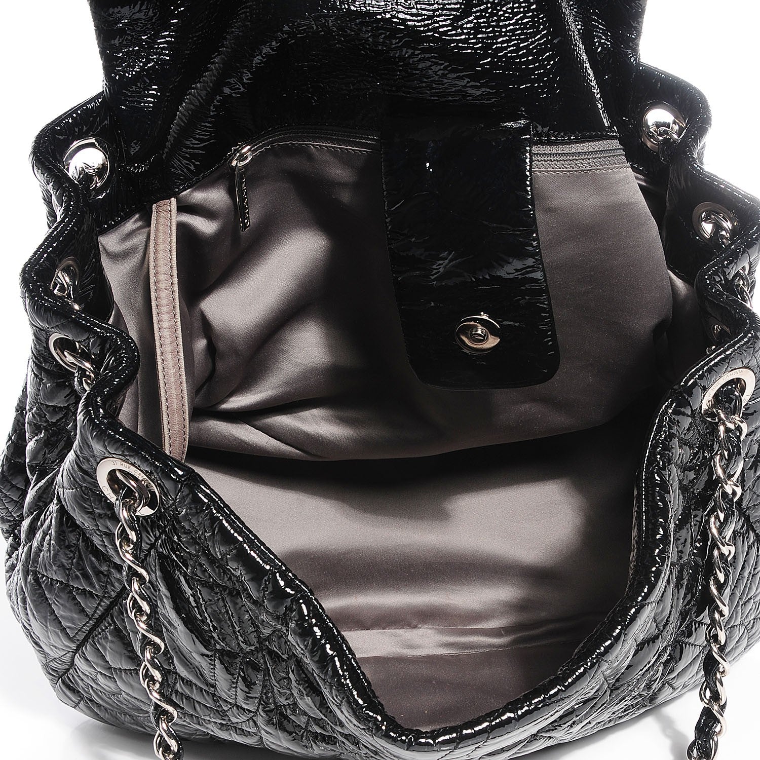Chanel Vinyl Graphic Edge Accordion Flap Bag Black 7 of 7