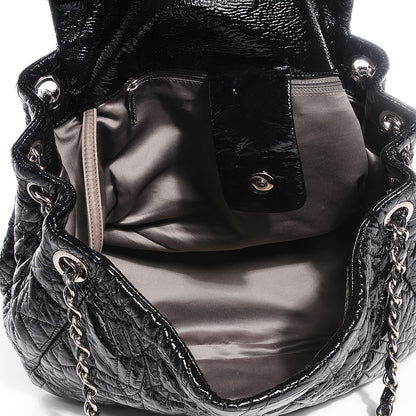 Chanel Vinyl Graphic Edge Accordion Flap Bag Black 7 of 7