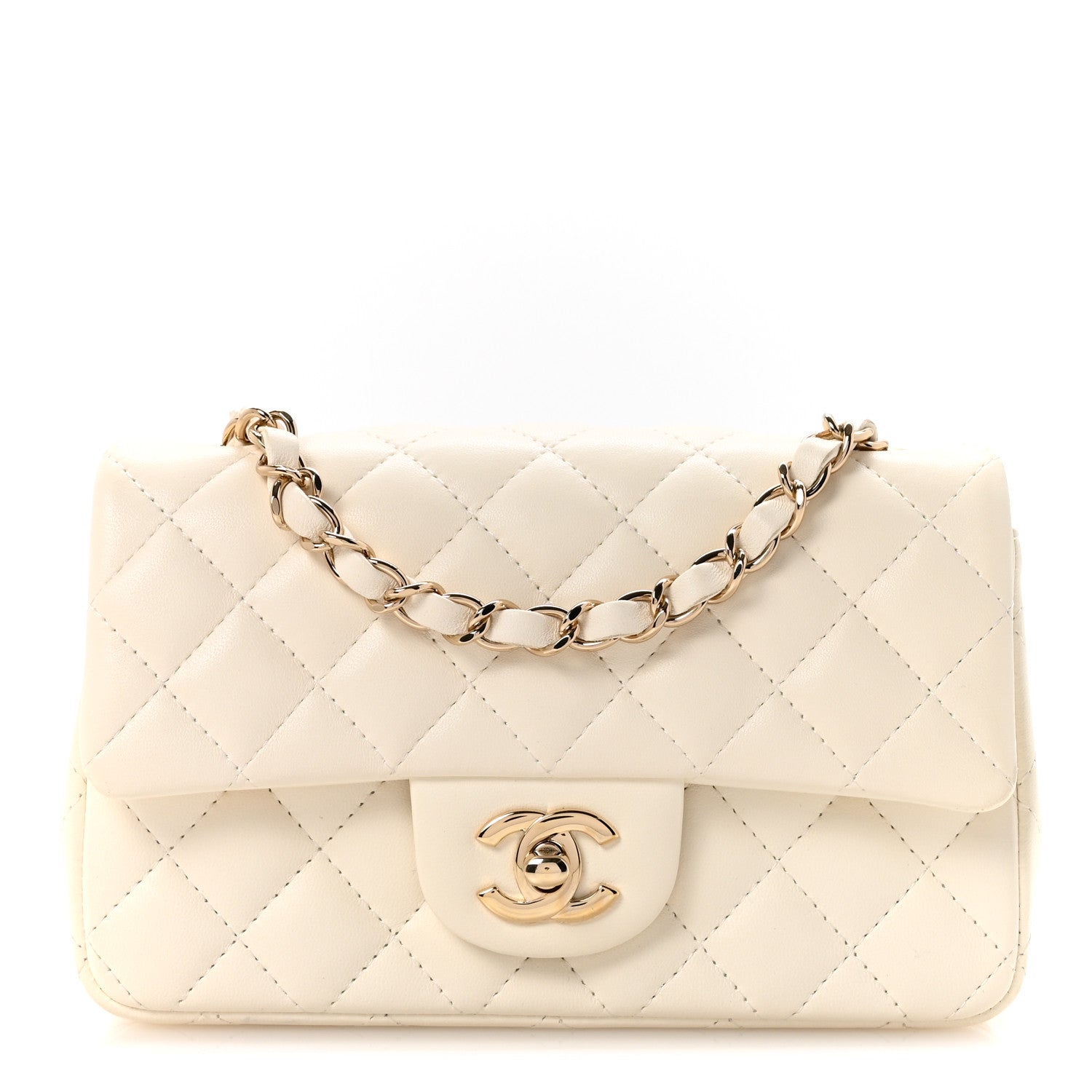 Chanel Lambskin Quilted Mini Rectangular Flap White 1 of 12