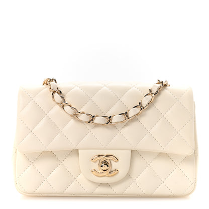 Chanel Lambskin Quilted Mini Rectangular Flap White 1 of 12