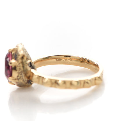 Gucci 18K Yellow Gold Pink Tourmaline Le Marché Des Merveilles Feline Ring 53 6.25 4 of 6