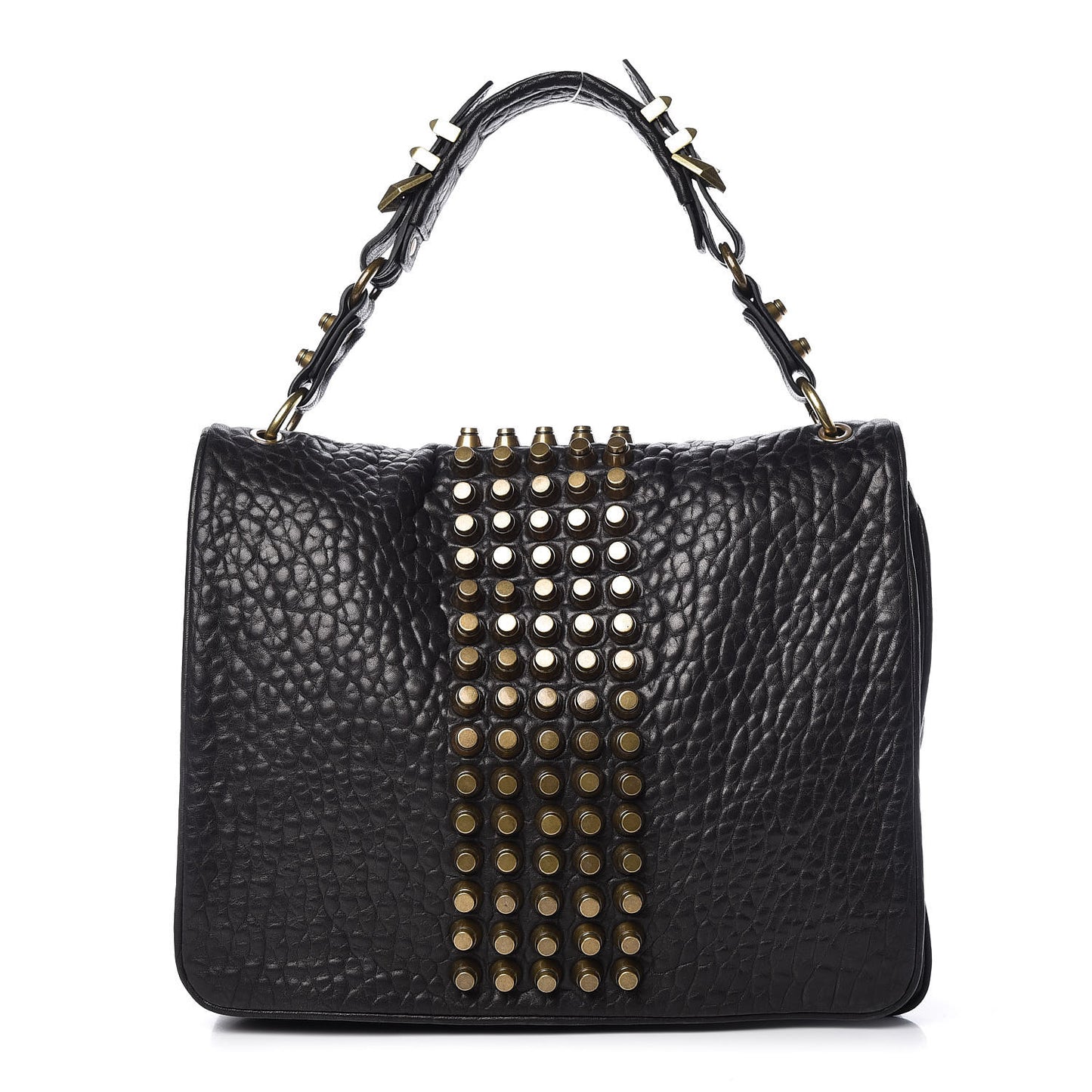 Pebbled Lambskin Studded Betty Bag Black