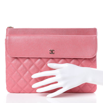 Chanel Iridescent Caviar Quilted Medium Flap Cosmetic Case Pink 2 of 9