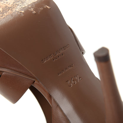 Saint Laurent Calfskin Tribute 75 Platform Sandals 36.5 Dark Cuoio 9 of 11