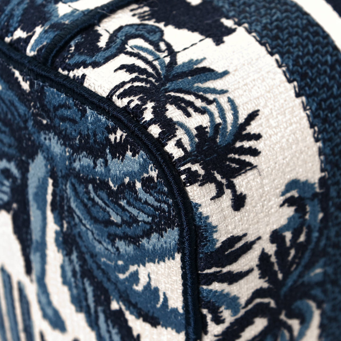 Canvas Embroidered Palm Tree Diortravel Vanity Case Blue Multicolor