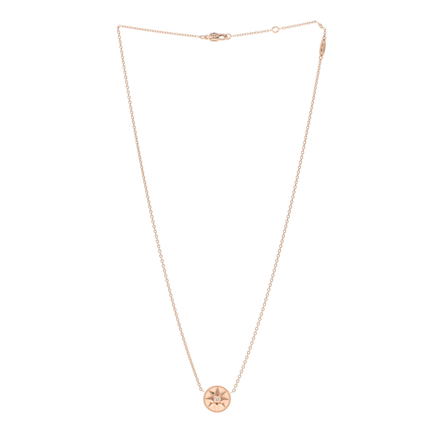 18K Rose Gold Diamond Pink Opal Rose Des Vents Necklace