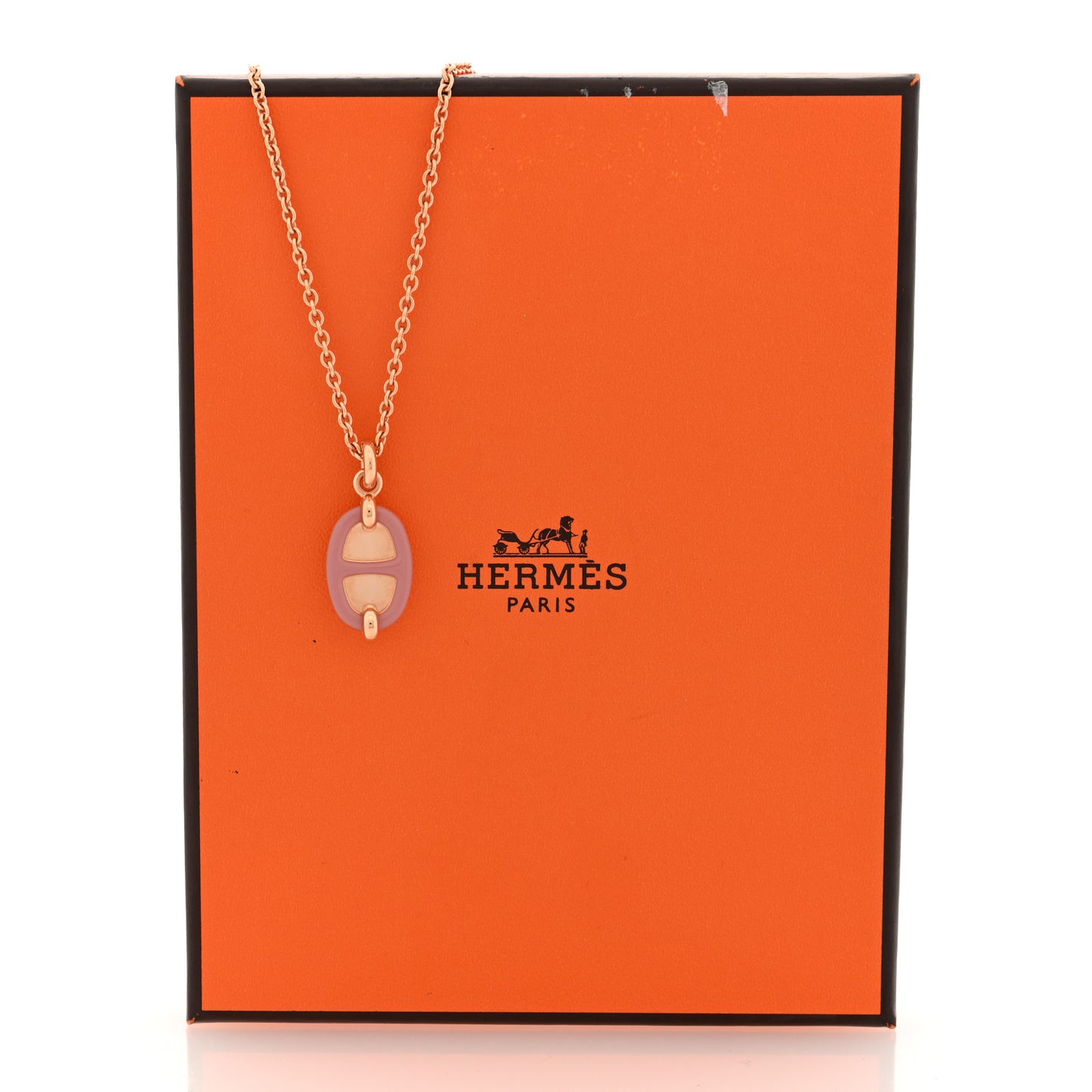 Metal Enamel Mini Maillon Pendant Necklace Rose Beaute