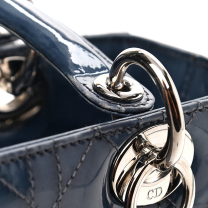 Christian Dior Patent Cannage Medium Lady Dior Blue 9 of 9