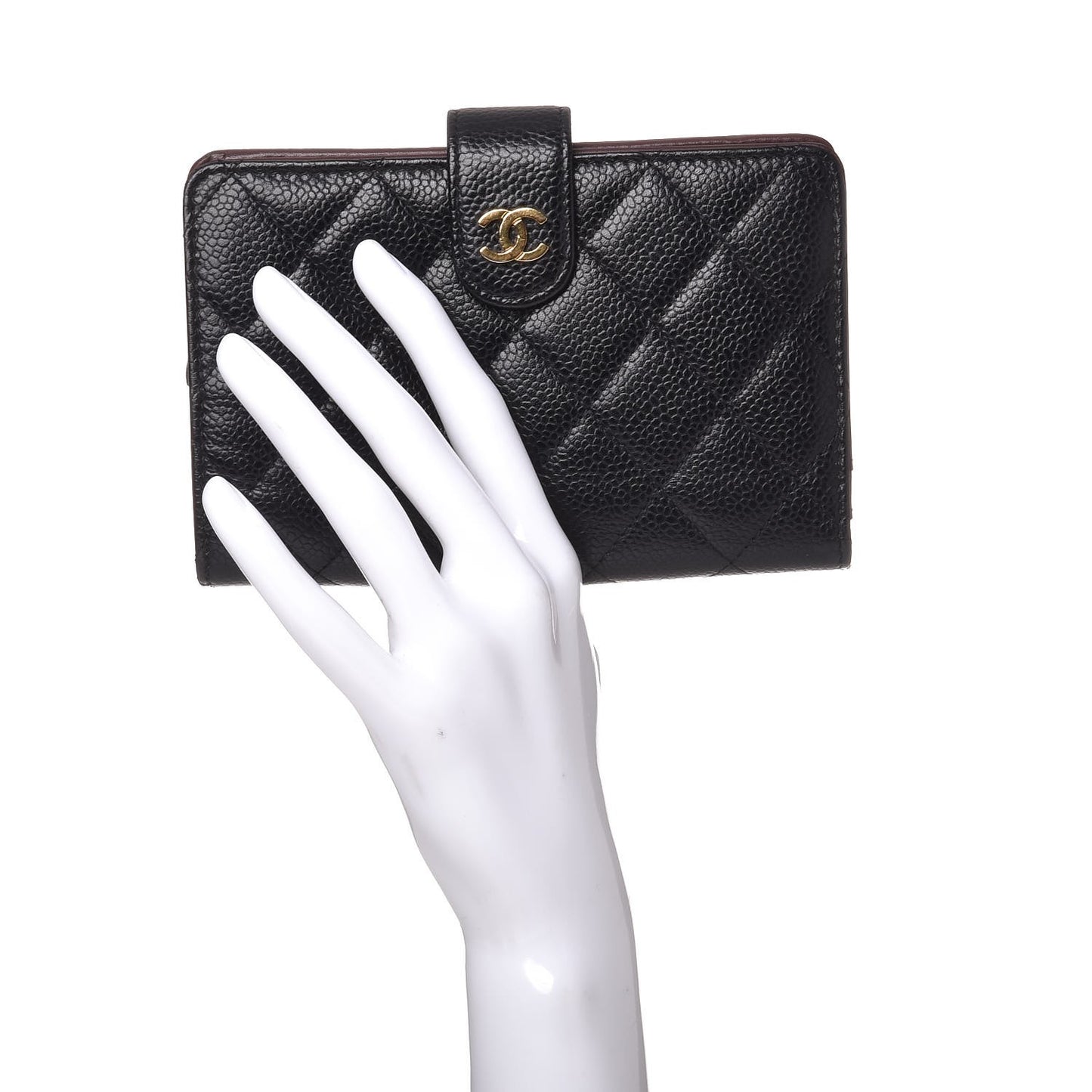 Caviar Quilted CC French Wallet Black