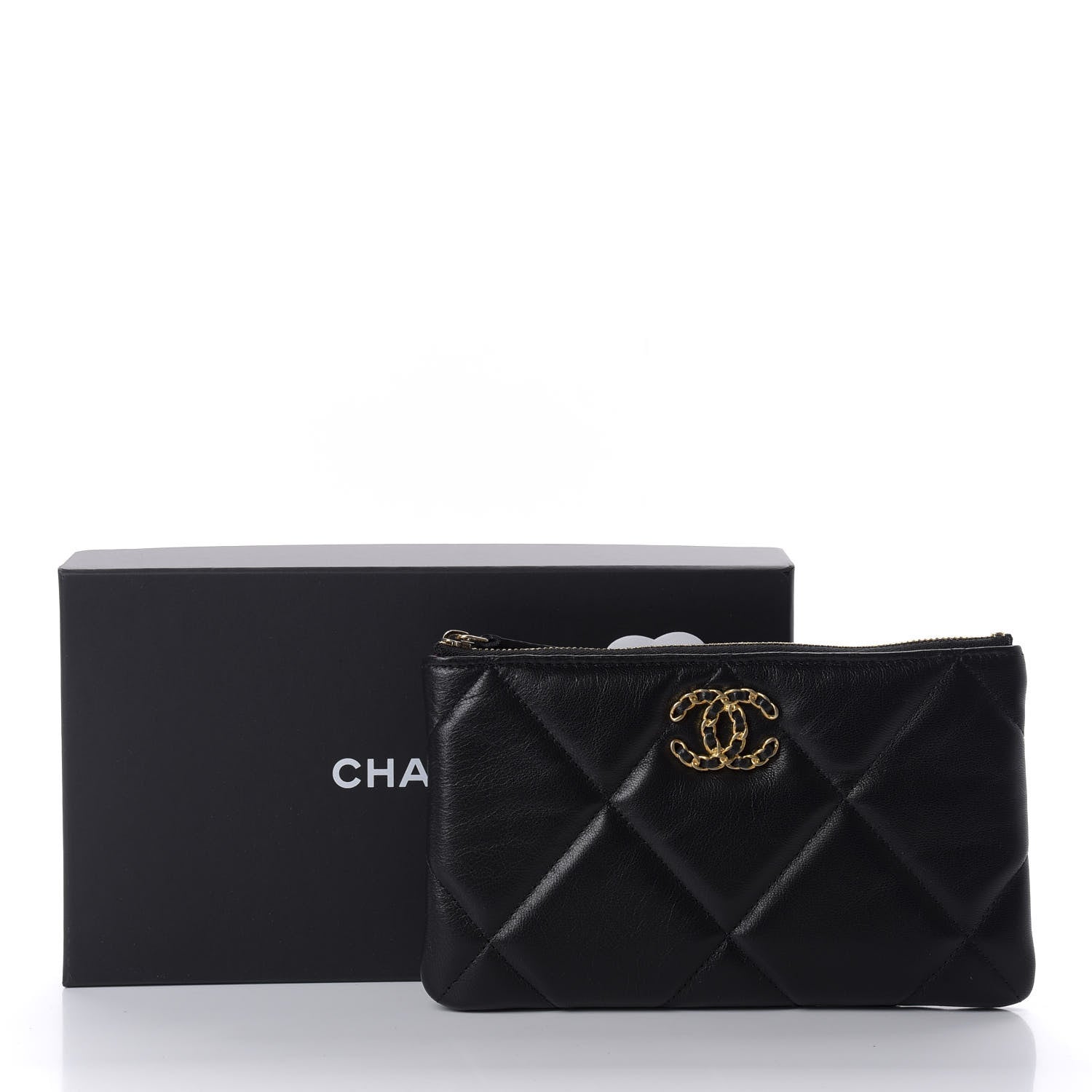 Chanel Shiny Goatskin Quilted 19 Cosmetic Case Black 7 of 7