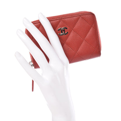 Chanel Caviar Quilted Zip Coin Purse Red 2 of 14