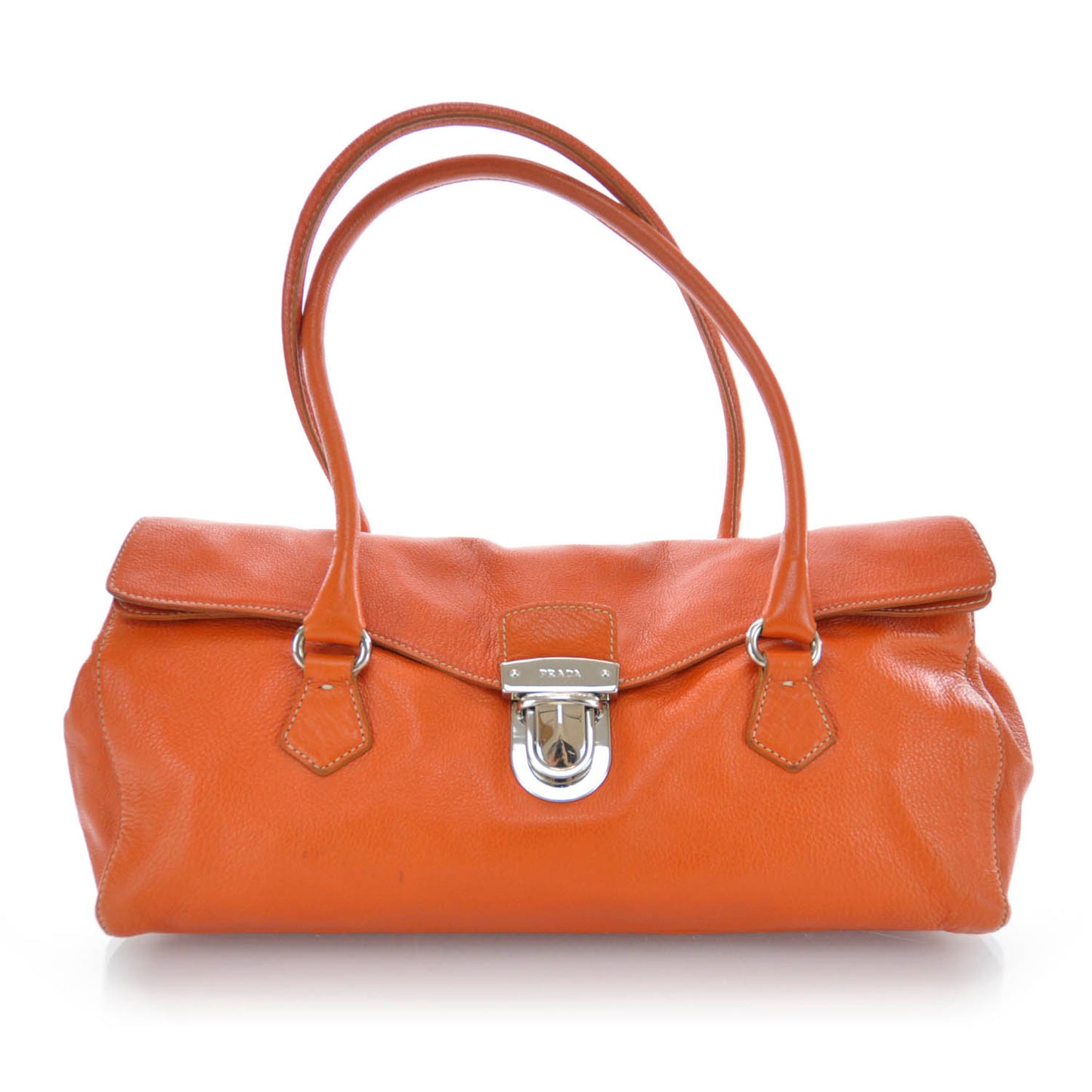 Vitello Foldover Pushlock Satchel Orange