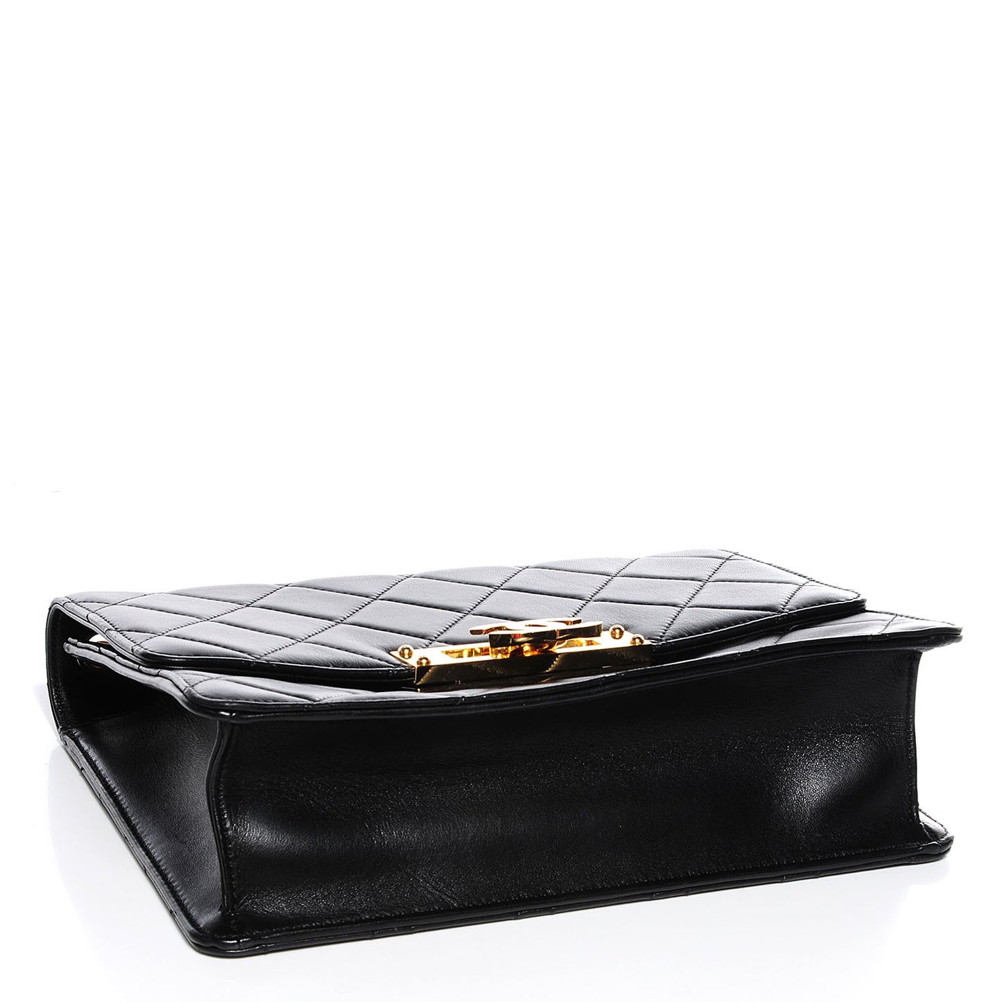 Lambskin Medium Golden Class Flap Black