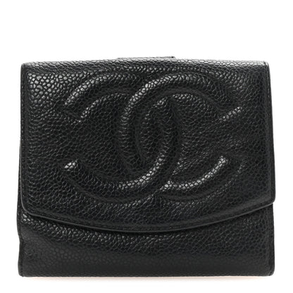 Chanel Caviar Timeless CC Compact French Wallet Black 1 of 8